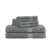 Mainstays Solid 6-Piece Bath Towel Set, School Grey