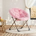 thumbnail image 4 of Silla Tipo Platillo Plegable XL - Sillón Luna Tapizado en Piel Sintética Rosa con Patas Doradas y Estructura Metálica Resistente - Asiento Amplio para Sala, Dormitorio o Lectura, 4 of 8
