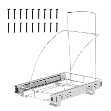 

BESTHUA 7.6 Gallon Pull Out Trash Can Slides | Garbage Recycling Bins Holder Under Cabinet | Bottom Mount Pullout Kitchen Trash Can Rack with Rear Storage 29 Liter Capacity