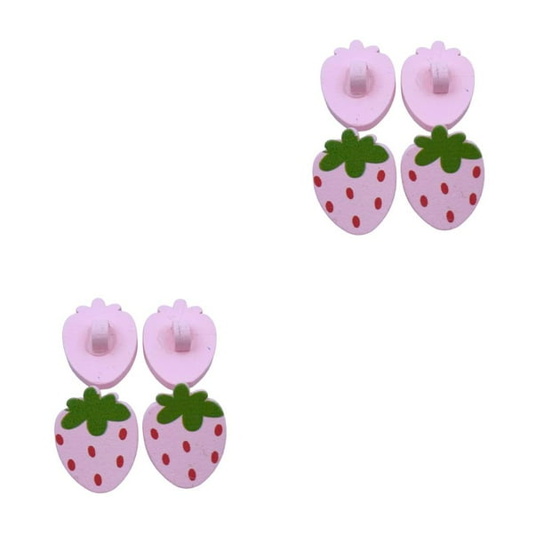 Botones de fresa Qarigey 50 piezas de madera para costura DIY color rosa
