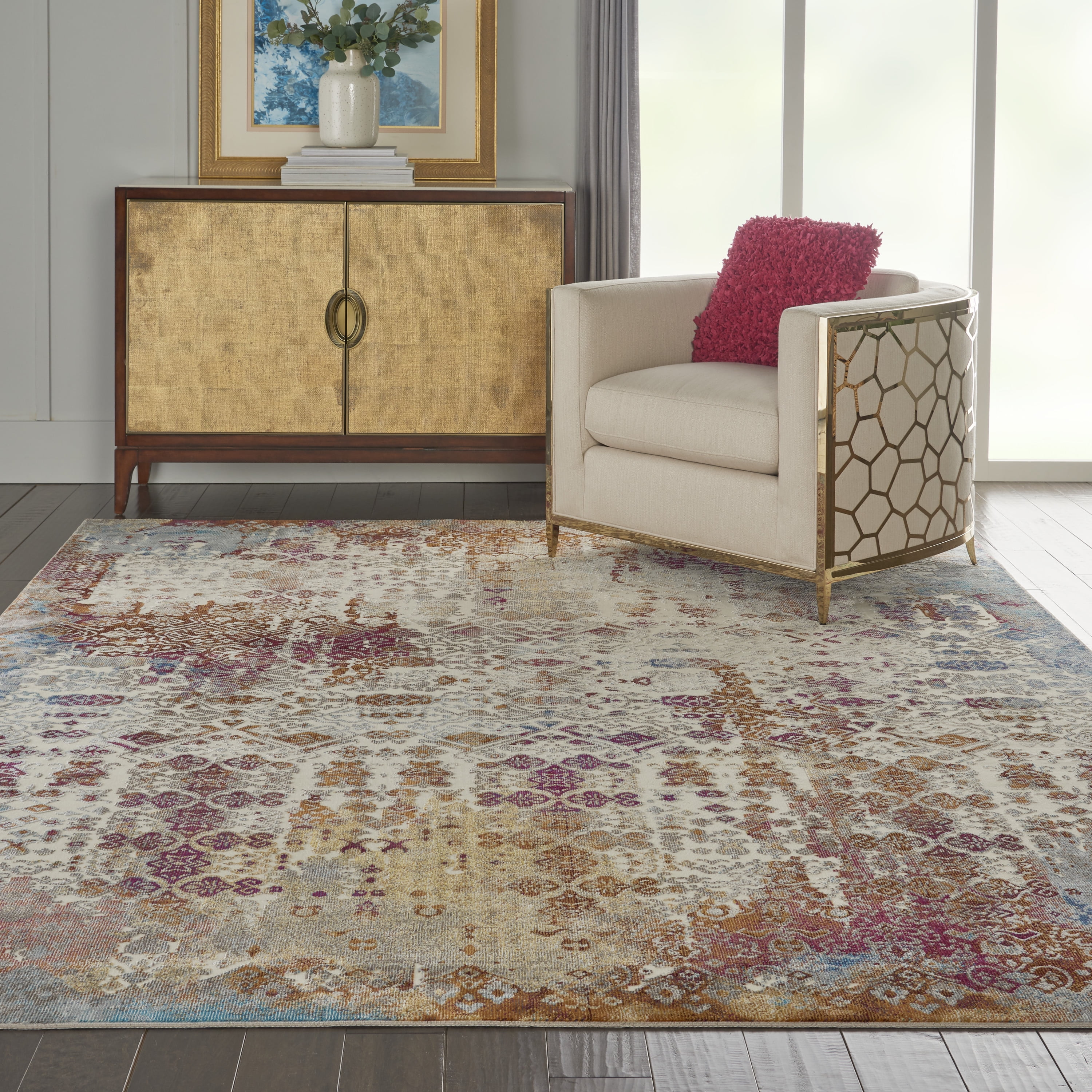Nourison Entice Vintage Oriental Textured Ivory/Multicolor Area Rug