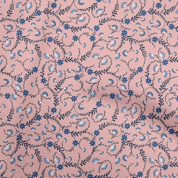 oneOone Cotton Poplin Twill Medium Pink Fabric Florals Craft Projects Decor Fabric Printed By The Yard 56 Inch Wide