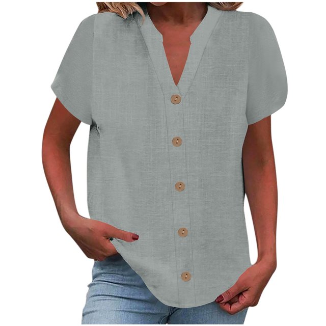 Savings Clearance! Womens Plus Size T-Shirt,Summer Short Sleeve Blouse Tops for Womens,Woman Fashion Solid Color Ruffle Short Sleeve V-Neck Blouse Top