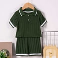 thumbnail image 5 of Tfken Toddler Child Girls Outfits Sets Solid Color T-Shirts Shorts Striped Fashion Green Outfit Set Size 3-4 Years, 5 of 6