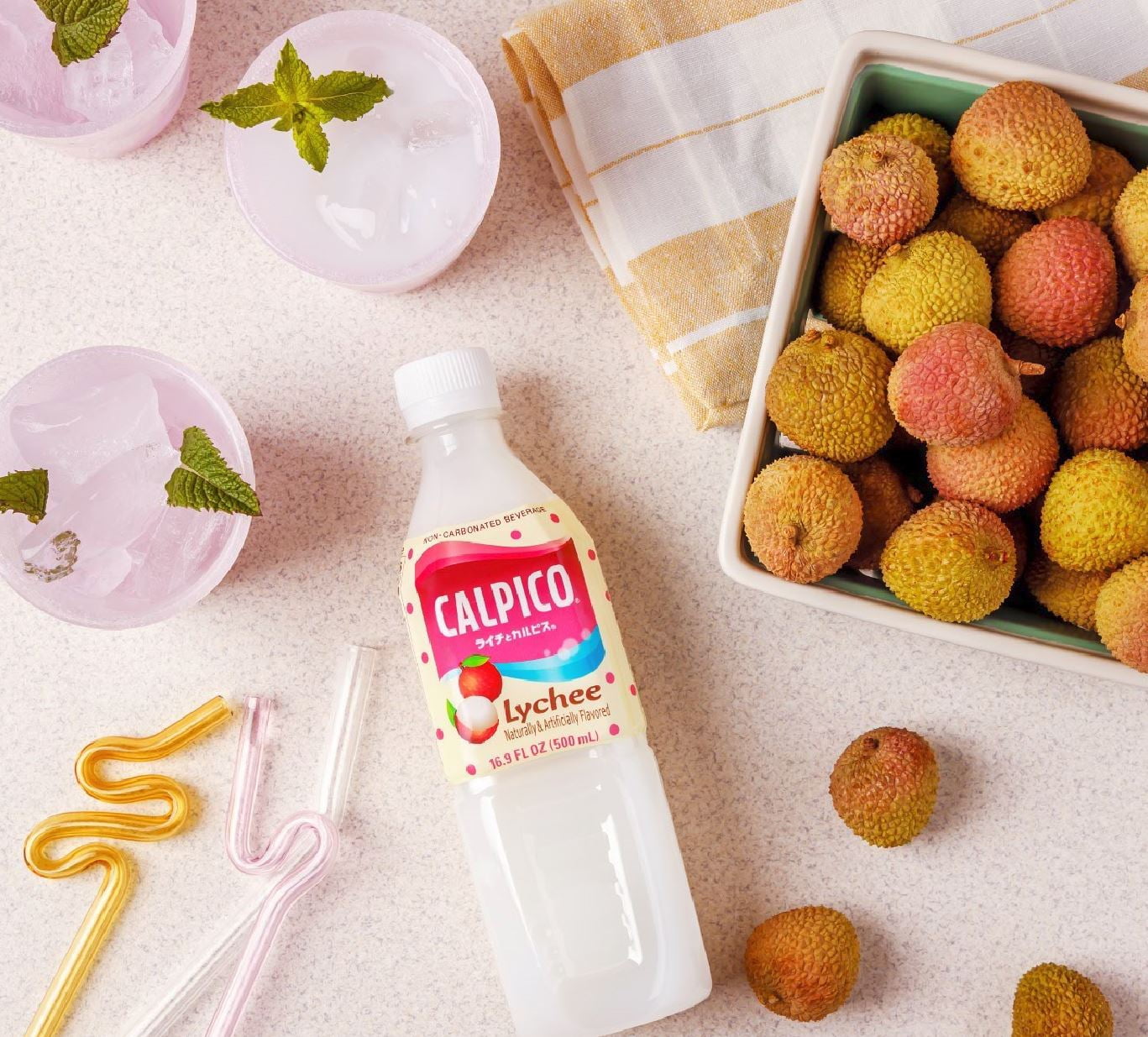 2 pack) Asahi Beverage Company Calpico Lychee Flavored Non