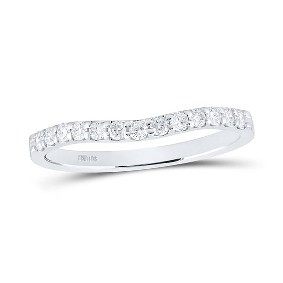 10k White Gold Natural Diamond Machine Set Anniversary Band Ring 1/4 Cttw