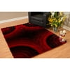 Westfield Home Posh Mariella Ultra Plush Shag Area Rug Red/Black 5'3" x 7'2" 5' x 8' Indoor Black