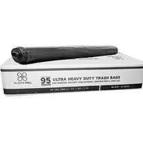 PlasticMill 95 Gallon, Black, 2 Mil, 61x68, 30 Bags/Case, Heavy Duty, Garbage Bags / Trash Can Liners.