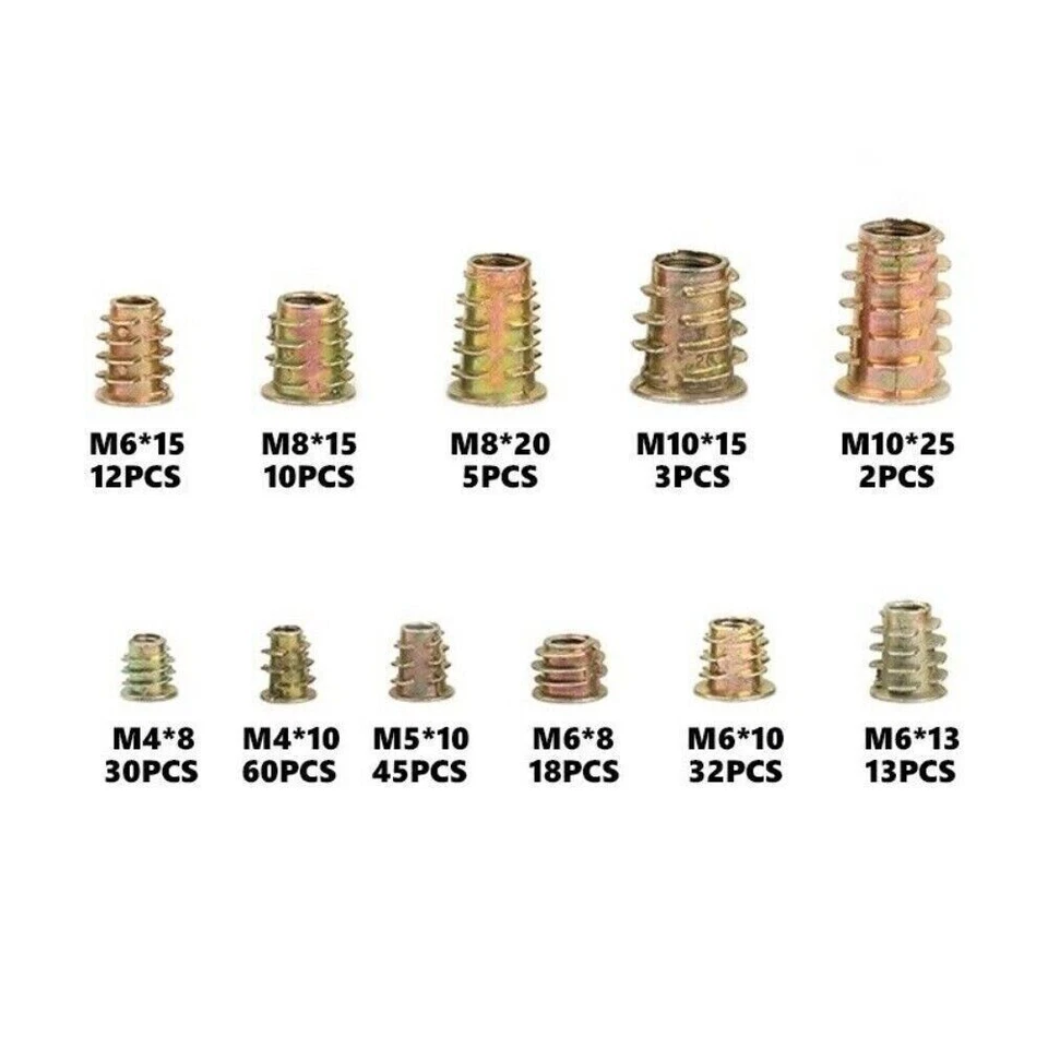 CIRCLE- 230Pcs Threaded Hex Drive Insert Fixing Wood Screw Inserts Nuts M4/M5/M6M8/M10