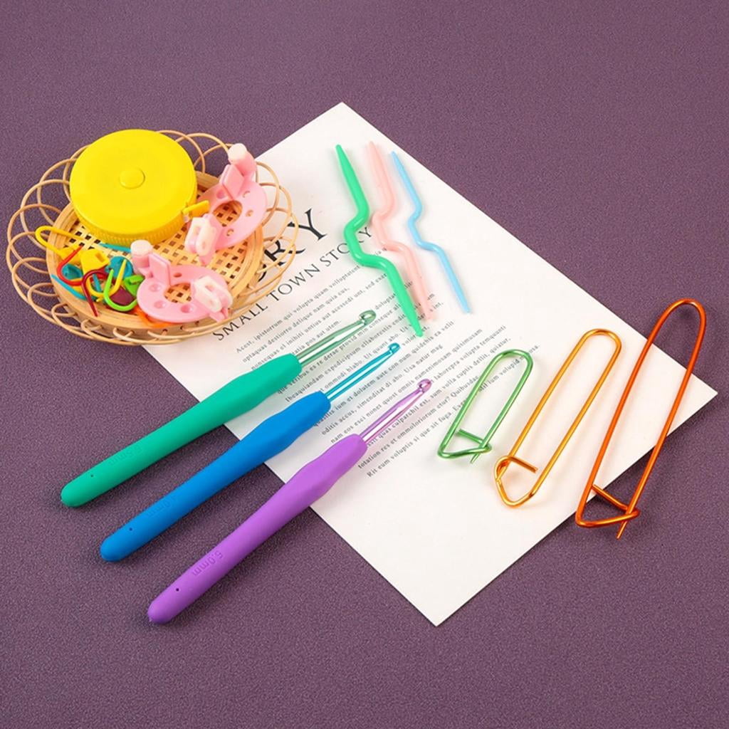 Crochet Hooks Set Crochet Kits for Beginner Knitting Kits Includes Ergonomic Metal Crochet Hooks Accessories Tools