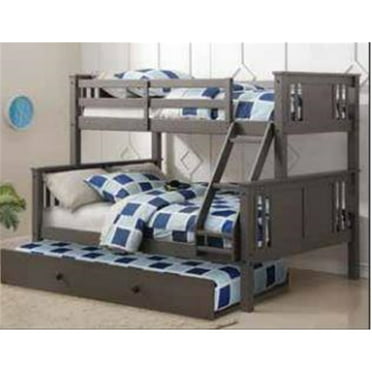 Full Mission Bunk Bed With Twin Trundle, Mission Twin Over Full Bunk Bed With Drawers