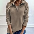thumbnail image 2 of Bovemsi Sweaters for Women Cozy Women's Solid Color Simple Zipper Pullover Long Sleeved Knitted Sweater Casual Fall Sweaters, 2 of 4