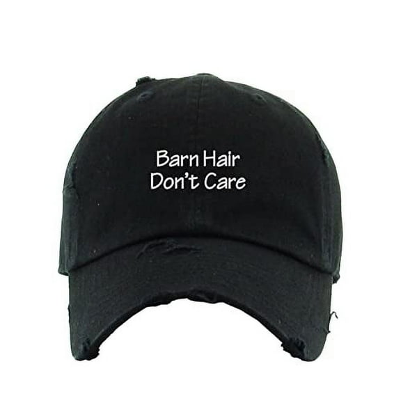 Barn Hair Don't Care Vintage Baseball Cap Embroidered Cotton Adjustable Distressed Dad Hat Black