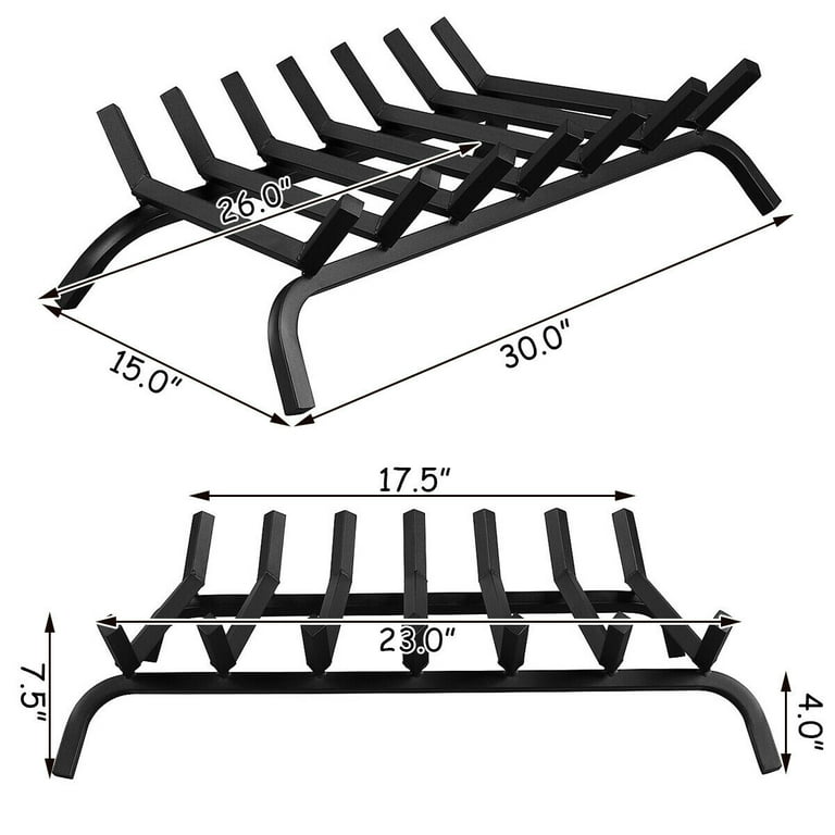 Gymax 30'' Iron Fireplace Log Grate 3/4'' Heavy Duty Steel Firewood Burning Rack Gymax 30'' Iron Fireplace Log Grate 3/4'' Heavy Duty Steel Firewood Burning Rack