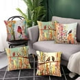 thumbnail image 4 of Modern Decoration Throw Pillow Covers 18x18 Set of 4 Retro Bird Flowers Throw Pillowcover Vintage Sofa Cushion Cover for Couch Double Print, 4 of 6