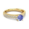 thumbnail image 2 of Dual Band 0.10 Ctw Tanzanite 925 Sterling Silver Gold Vermeil Stacking Women Valentines Day Gifts Ring, 2 of 3