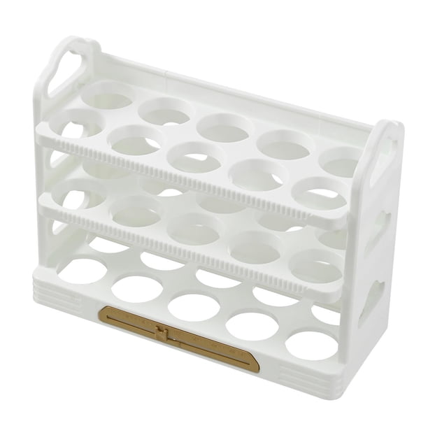 Titular de huevos Organizador de 30 rejillas para huevos, nevera, huevos, para despensa, encimera, armario, estante, cajón , Blanco Magideal Titular de huevos