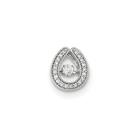 14K White Gold Moving Diamond Slide Pendant