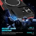 thumbnail image 4 of Phone Case for iPhone 16 with Sliding Camera Cover, Hand Grip Anti Slip Design Kickstand Ring Holder Hybrid Magnetic Wireless Charging Phone Cover for Apple iPhone 16 - Black+Red, 4 of 10