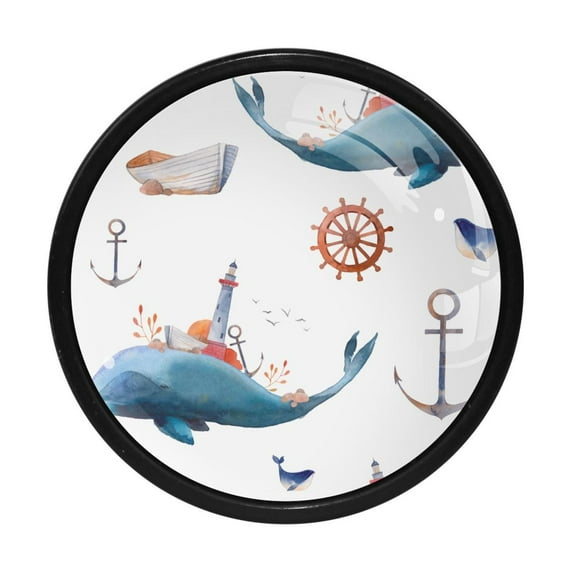 4 Pcs Whale Knobs for Kitchen Cabinet Cupboard Dresser Bookcase Drawer Pulls Handles Round Home Decor