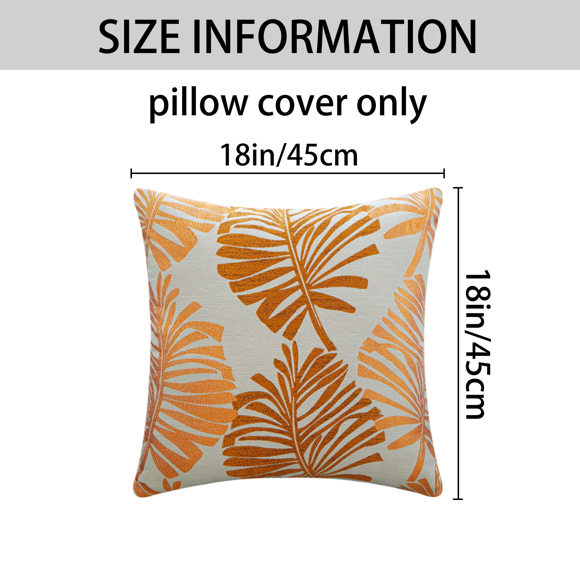 Unique Bargains 4 Pcs Soft Palm Leaf Pattern Cushion Case Orange/Red 18" x 18"