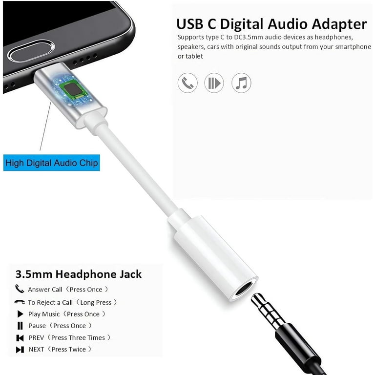 USB C to 3.5 mm Jack Female Auxiliary Audio Cable for Samsung Galaxy S23+  Connect your mobile to your headphones, headphones.