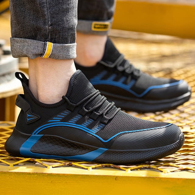Zapatos de seguridad de trabajo ligeros, cómodos, con punta de acero para mujeres y hombres (44 azul) Ehuebsd Tenis De Mujer Tenis De Hombre