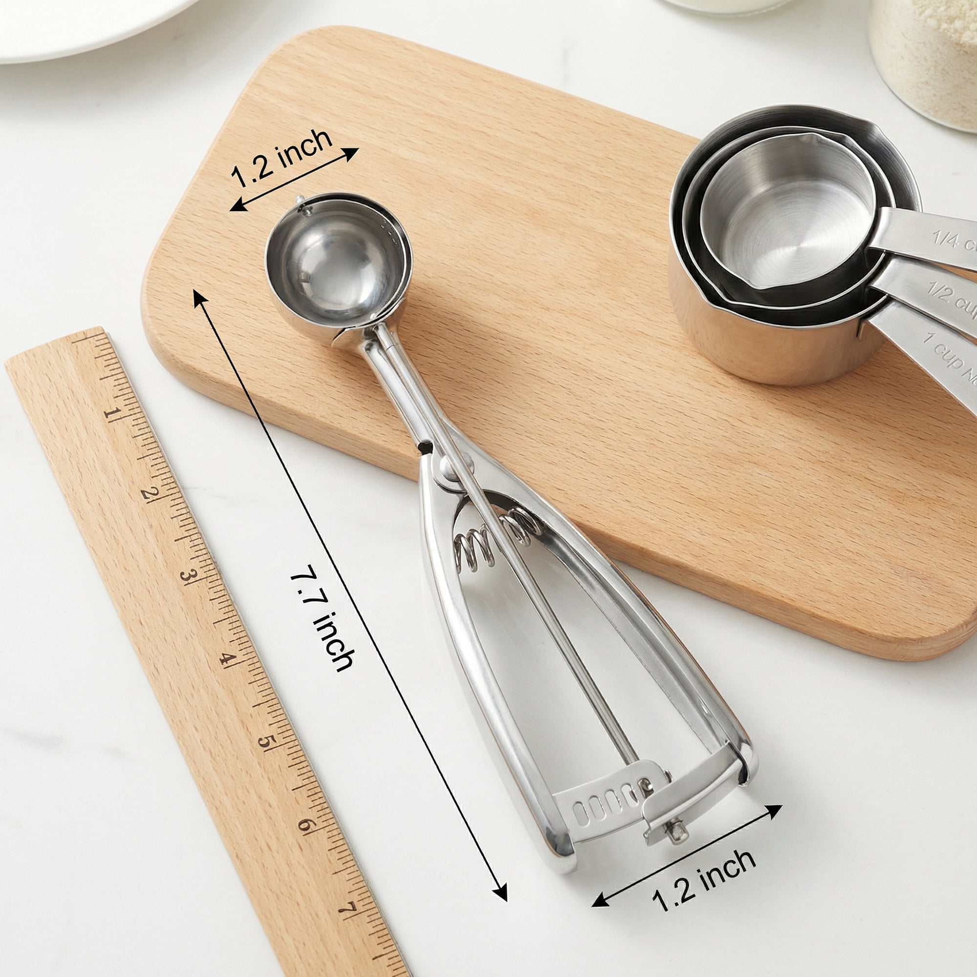 Unique Bargains Easy Clean Tool Stainless Steel Ice Cream Scoop Silver 7.7in