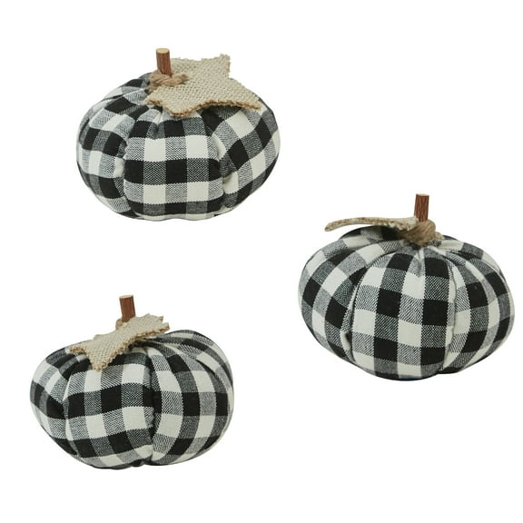Park Designs Small Black And Cream Check Pumpkins Set of 3