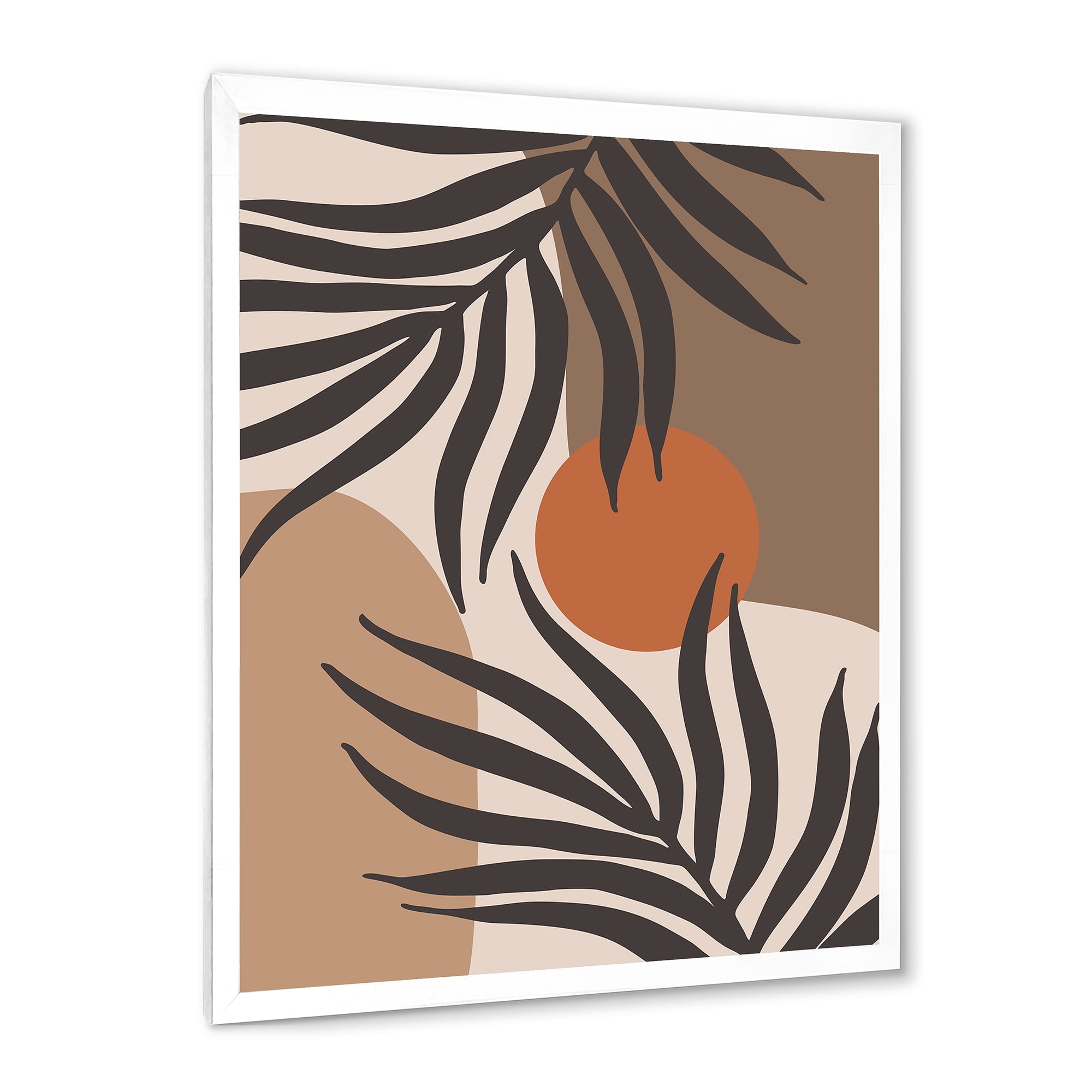 Designart 'Sun and Moon Shapes In Retro Terracotta Tones III' Modern Framed Art Print