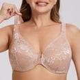 thumbnail image 5 of MELENECA Women's Plus Size Front Closure No Padding Full Coverage Lace Underwire Bra Beige 40C, 5 of 6