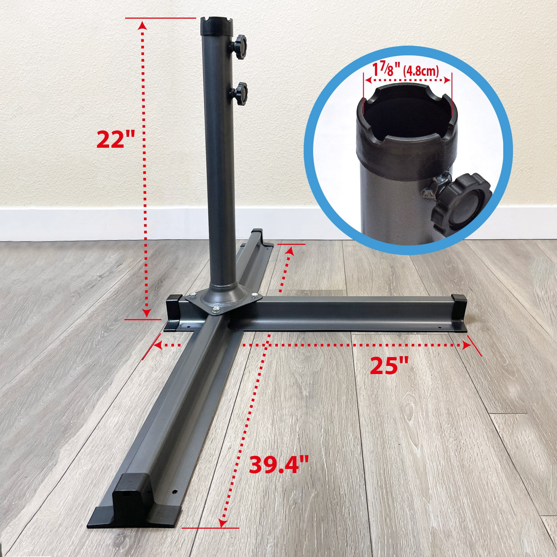 ALUVIERA Heavy Duty Patio Umbrella Cross Brace Stand Universal for Outdoor Patio Umbrella, T Base, Dark Grey