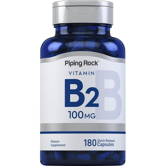 Vitamin B2 with Riboflavin 100mg | 180 Capsules | Vegetarian, Non-GMO | by Piping Rock