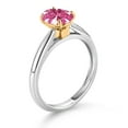 thumbnail image 3 of Gem Stone King 925 Sterling Silver and 10K Yellow Gold Pink Zirconia Solitaire Engagement Ring for Women (1.21 Cttw, Oval 8X6MM, Gemstone Birthstone, Size 7), 3 of 4