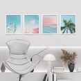 thumbnail image 3 of PixonSign Framed Wall Art Tropical Tree & Ferris Wheel Posters, Set of 4 Pastel Nature Blue & Pink Cloudy Sky Digital Art, Colorful Seascape Canvas Prints for Home Decor - 11"x14" White, 3 of 5