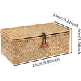 thumbnail image 4 of Wicker Shelf Baskets Bin with Lid, Handwoven Wicker Basket Storage Bins Rectangular Home Utility Organizer Box for Shelf Wardrobe Home Organizer for Bedroom Home Decor, 4 of 8