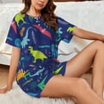 thumbnail image 5 of Vsdgher Dinosaurs Pattern Womens Pajamas 2 Piece Short Sleeve Sleepwear Set,Summer Soft Pajamas Set Casual Lounge Sets, 2-Piece Pj -3X-Large, 5 of 7