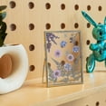 thumbnail image 4 of Marcos de flores prensadas de 5x7 pulgadas, marcos de fotos de plexiglás de doble capa, marcos de fotos de Metal dorado de escritorio Vertical, flores, 4 of 5