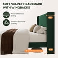 thumbnail image 6 of Einfach King Bed Frame, Upholstered Platform Bed with Wingback Headboard, No Box Spring Required, Green, 6 of 9