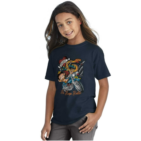 Betty Boop Biker Be Bold Snake Girls Kids T Shirt Tees Teen Brisco Brands L