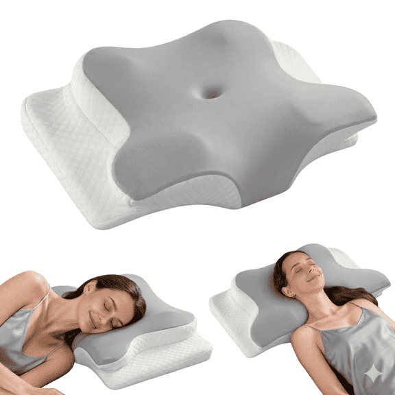 Ergonomic Contour Memory Foam Pillow for Neck Pain Relief, Orthopedic Cervical Pillow for Side Back Stomach Sleepers, Breathable Washable Cover, Soft Support Sleeping Pillow for Neck & Shoulder