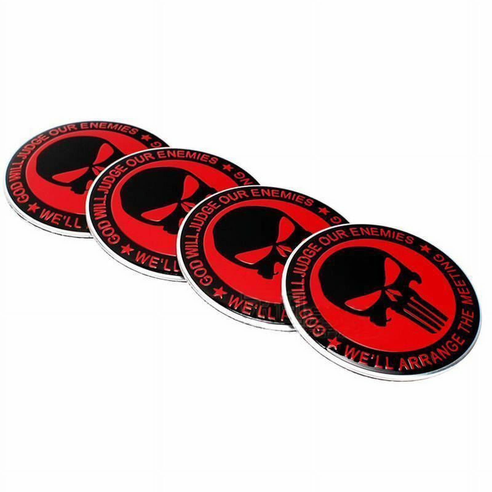 Xotic Tech 4 x 56.5mm Punisher Rock Skull Emblem Car Wheel Center