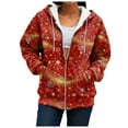 thumbnail image 5 of idosla Women's Christmas Zip Up Hoodies Boho Long Sleeve Printed Drawstring Oversized Hooded Sweatshirt with Pockets (Watermelon Red, XXL), 5 of 7