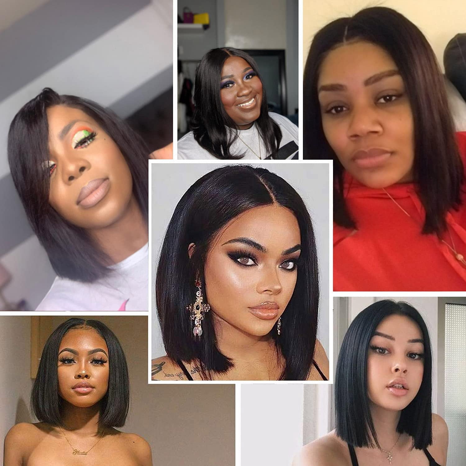 Bob Wig Human Hair 4x4 HD Transparent Lace Front Wigs 180% Density Frontal Lace Wigs Human Hair 12 Inch