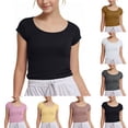 thumbnail image 1 of Crop Tops for Girls Short Sleeve Shirt Girls Summer Tops Square Neck Slim Fit Tops Basic Tee, 1 of 5