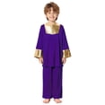 thumbnail image 5 of Miutii Kids Boys 2 Piece Worship Praise Dance Outfit Long Sleeve Metallic Pullover Top with Liturgical Pants Set Purple 14, 5 of 7