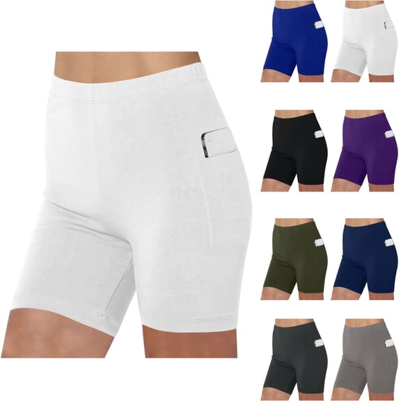 Yoga Shorts for Women with Pockets Tummy Control High Waisted Compression Fit Bottoms Summer Bike Workout Exercise Running Shorts