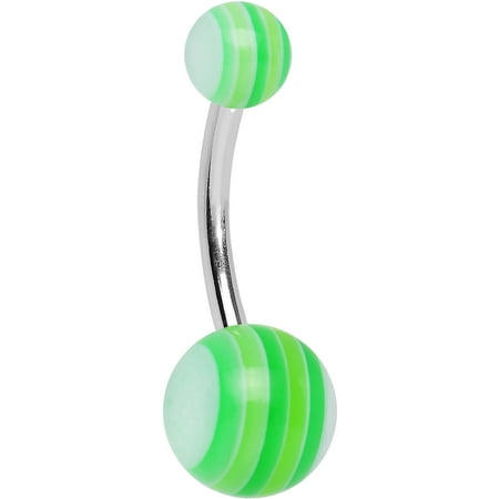 Acrylic Girly Green Eco Friendly Striped Belly Ring