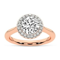IGI Certified 5 Carat Round Shape Lab Grown Diamond Engagement Ring | 14K Rose Gold | Harriet Halo Diamond Ring | FG-VS1-VS2 Quality Friendly Diamonds