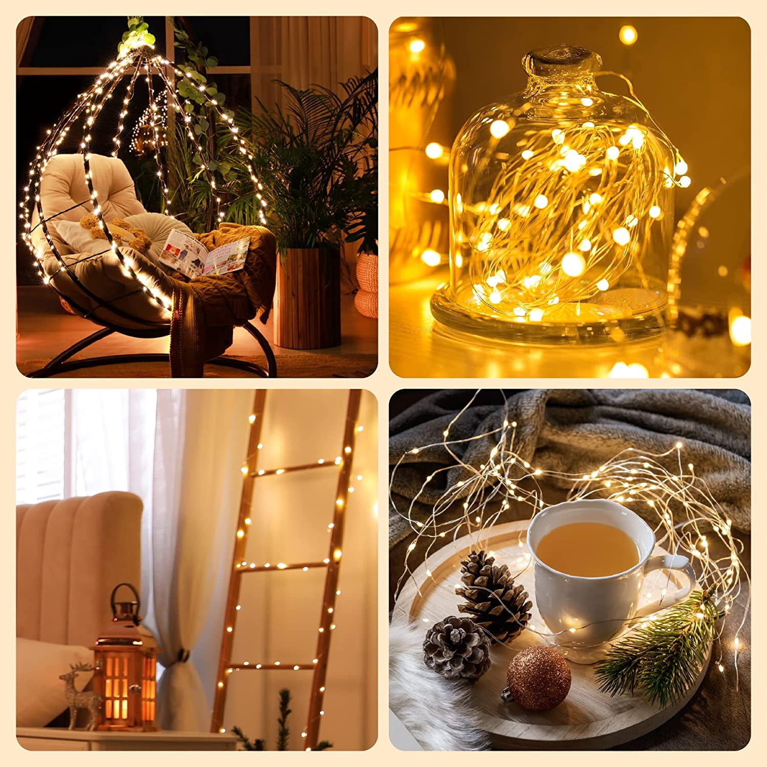 Twinkle Star Easter String Lights, Silver Wire Battery-Operated Easter Fairy Lights; Easter Decorations for the Home, Garden, Christmas, and Wedding; Easter Ideas 2025; Warm White, 33ft, 100 LEDs.